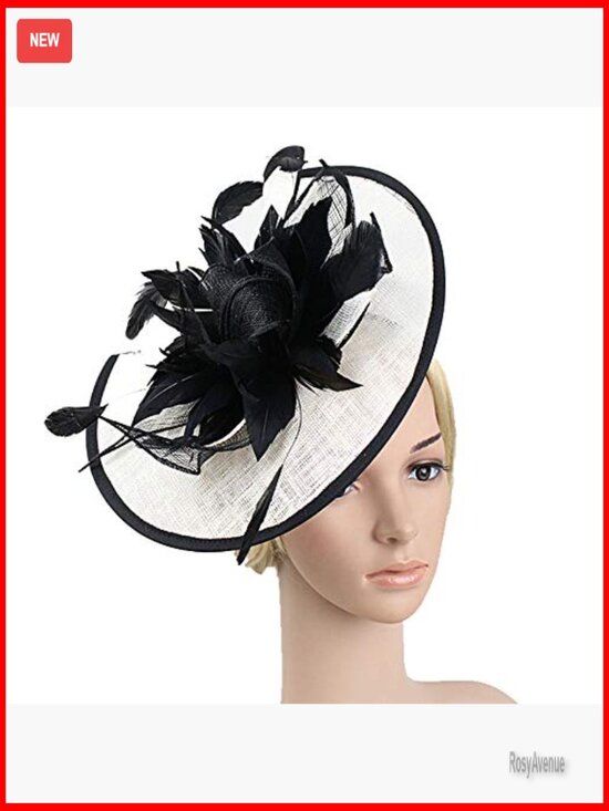 Vintage Floral Derby Fascinator Headpiece with Feathers and Headband Clips